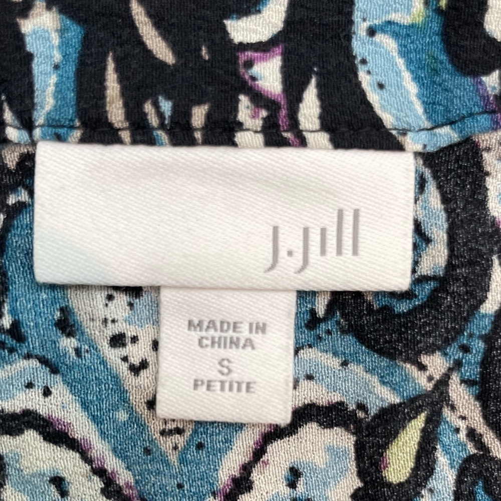 J. Jill Blue and Cream Printed V-Neck Long Sleeve Top Size Small P boho - Picture 5 of 7